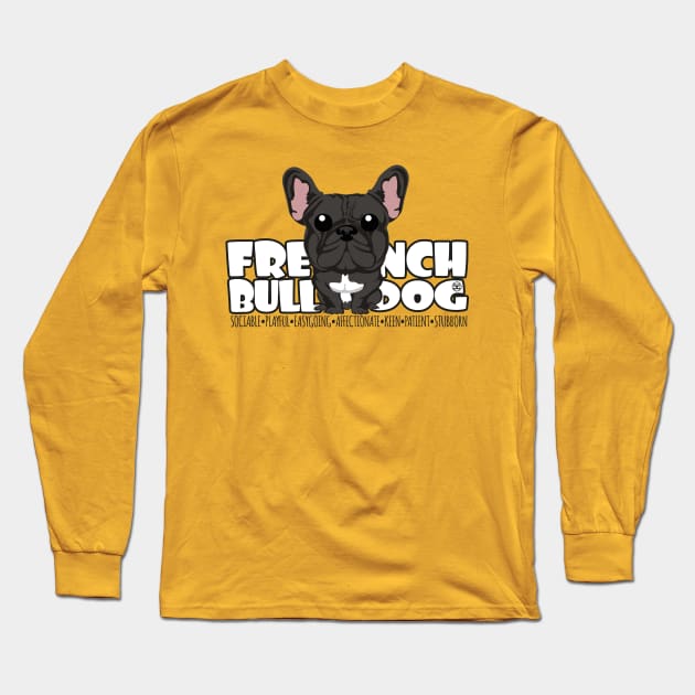 French Bulldog (Brindle)- DGBigHead Long Sleeve T-Shirt by DoggyGraphics